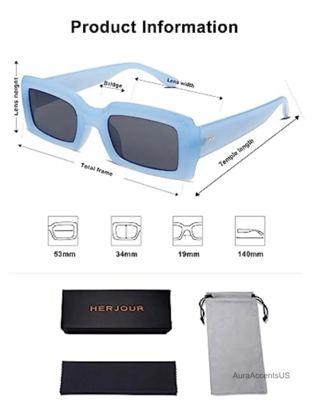 Rectangular Sunglasses for Women Men UV400 Protection Oversized Frame